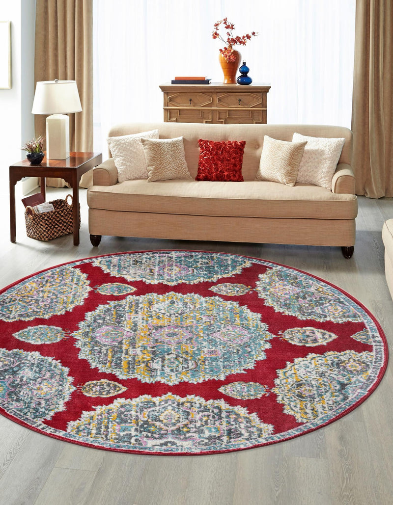 Arcadia Rugs Collection Area Rug -  Atlantis (Red) Round Red  lifestyle 23