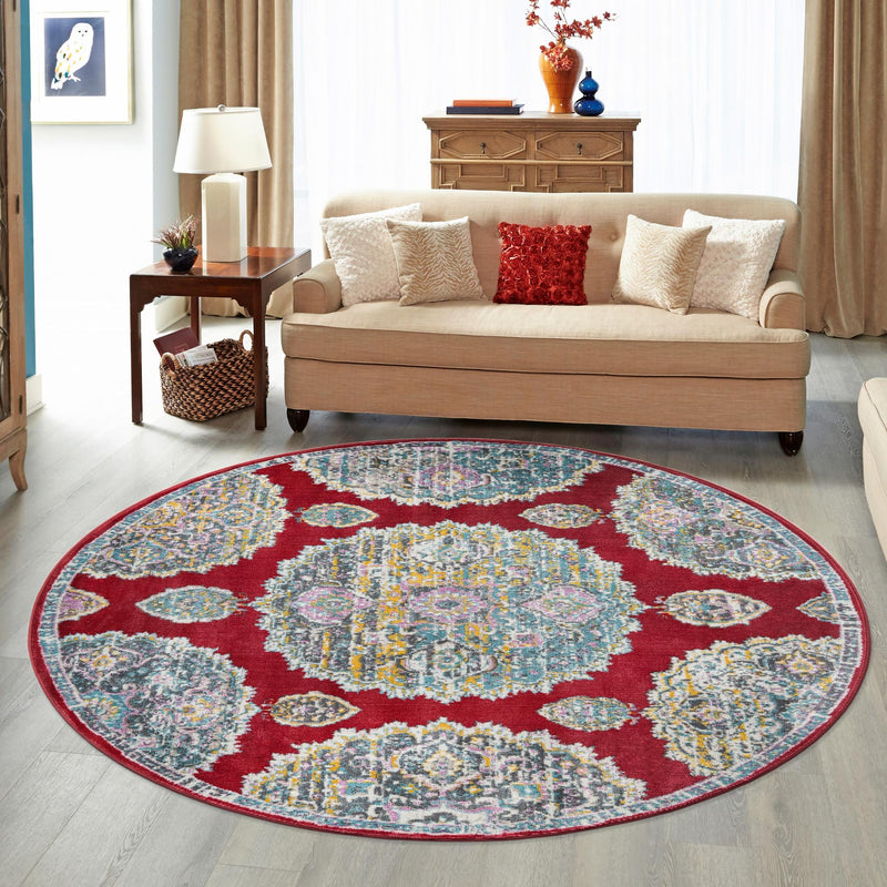 Arcadia Rugs Collection Area Rug -  Atlantis (Red) Round Red  lifestyle 83