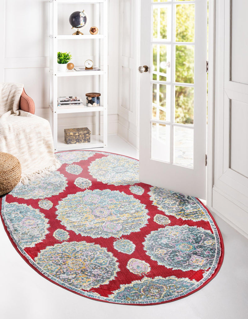 Arcadia Rugs Collection Area Rug -  Atlantis (Red) Oval Red  lifestyle 25