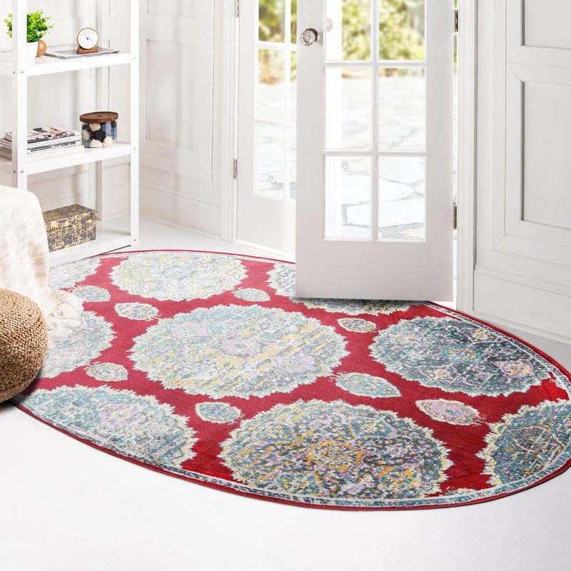 Arcadia Rugs Collection Area Rug -  Atlantis (Red) Oval Red  lifestyle 89