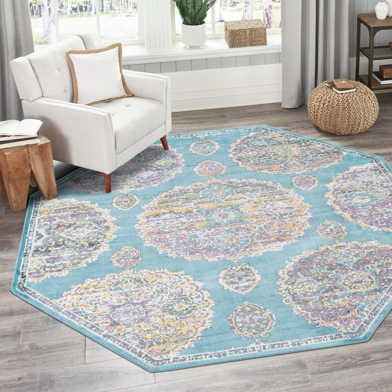 Arcadia Rugs Collection Area Rug -  Atlantis (Blue) Octagon Blue  lifestyle 86