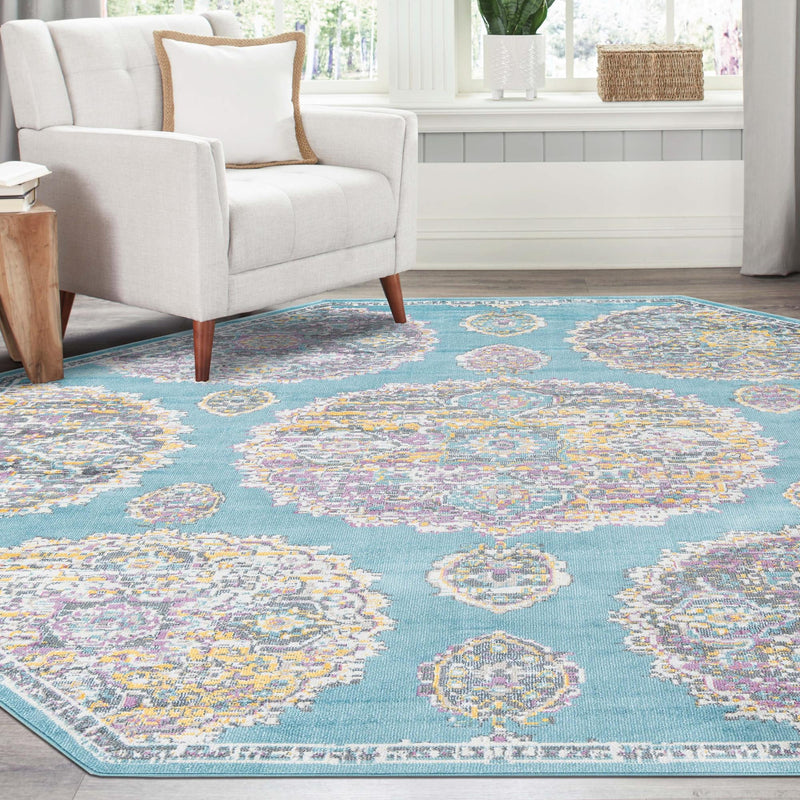 Arcadia Rugs Collection Area Rug -  Atlantis (Blue) Octagon Blue  lifestyle 90