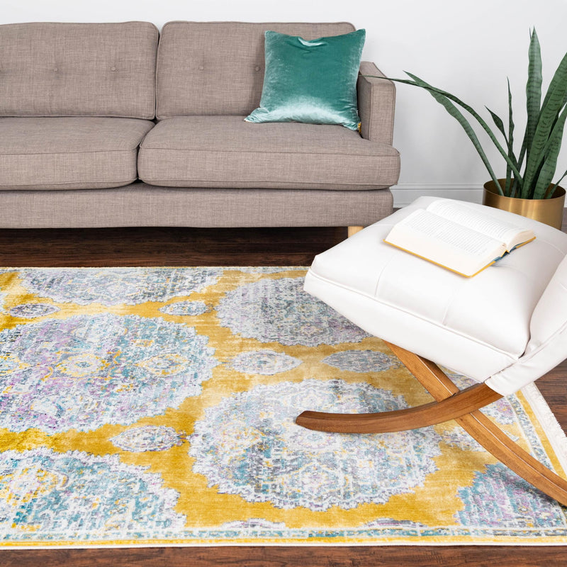 Arcadia Rugs Collection Area Rug -  Atlantis (Yellow) Rectangle Yellow  lifestyle 15