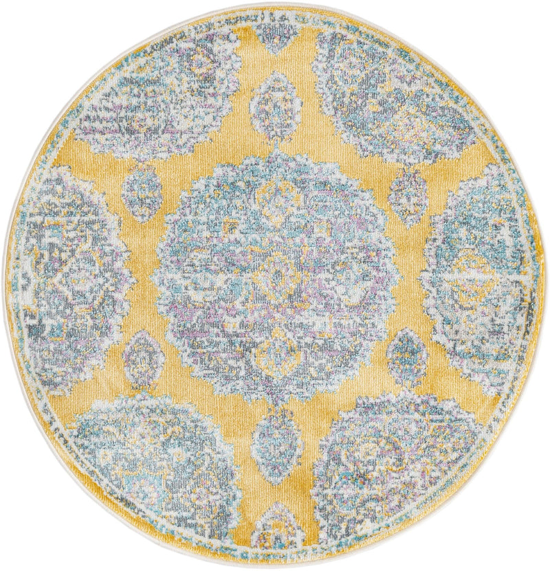 Arcadia Rugs Collection Area Rug -  Atlantis (Yellow) Round Yellow  lifestyle 18