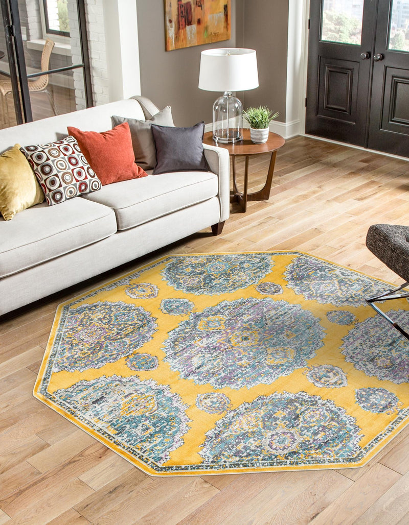 Arcadia Rugs Collection Area Rug -  Atlantis (Yellow) Octagon Yellow  lifestyle 26