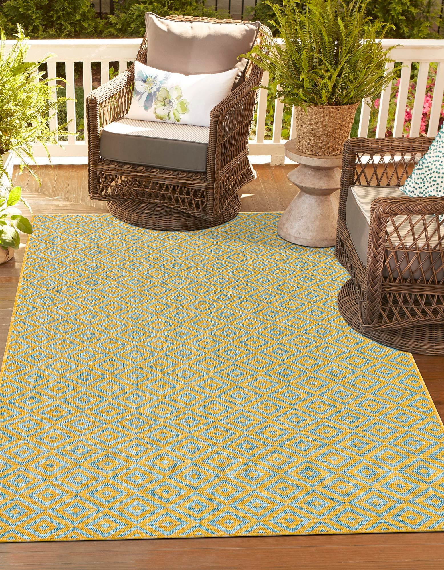 Urban Oasis Rugs Collection Area Rug -  Rooftop (Yellow and Aqua)