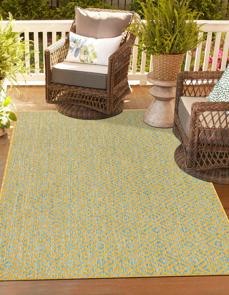 Urban Oasis Rugs Collection Area Rug -  Rooftop (Yellow and Aqua)