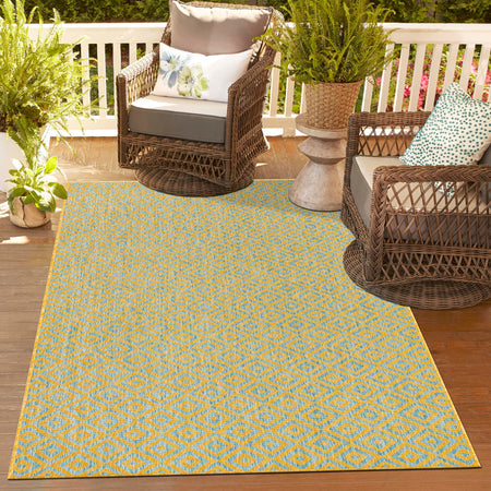 Urban Oasis Rugs Collection Area Rug -  Rooftop (Yellow and Aqua)