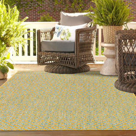 Urban Oasis Rugs Collection Area Rug -  Rooftop (Yellow and Aqua)