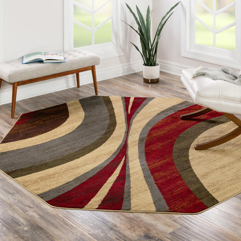 Bistro Lounge Collection Area Rug -  Frappe Octagon Beige  lifestyle 110