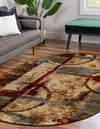 Bistro Lounge Collection Area Rug -  FlatWhite Oval Multi  lifestyle 34