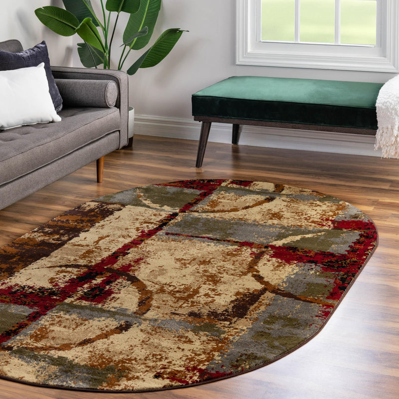 Bistro Lounge Collection Area Rug -  FlatWhite Oval Multi  lifestyle 106