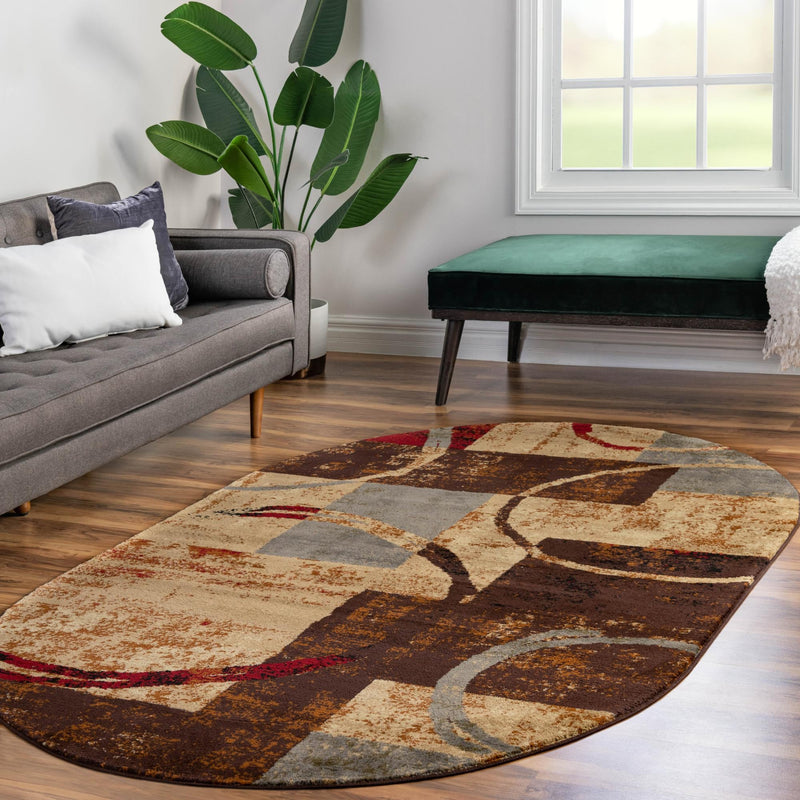 Bistro Lounge Collection Area Rug -  Ristretto Oval Multi  lifestyle 117