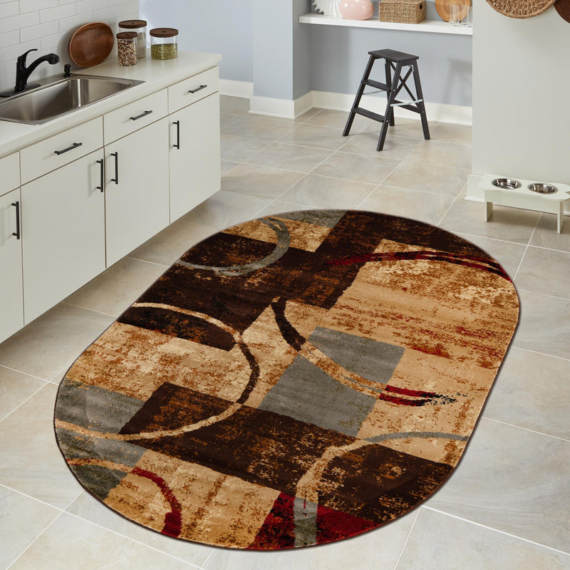 Bistro Lounge Collection Area Rug -  Ristretto Oval Multi  lifestyle 120