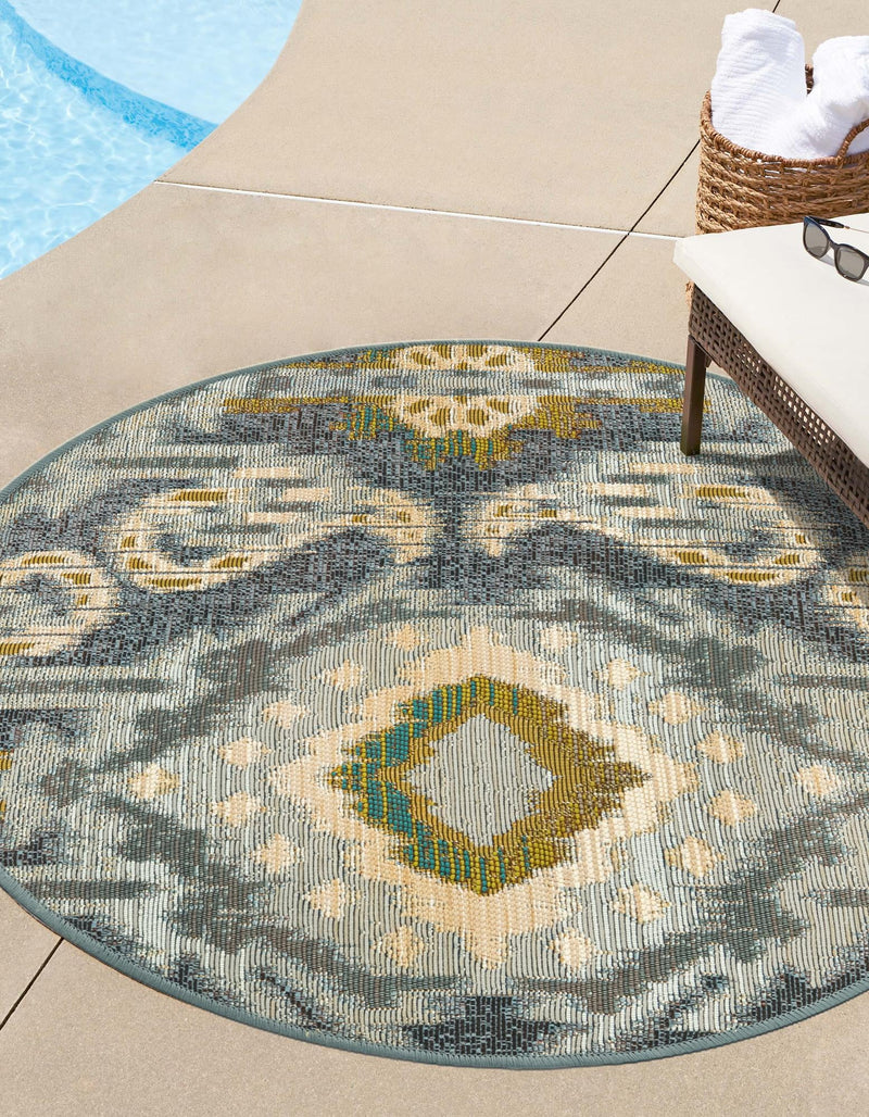 Urban Terrace Collection Area Rug -  Vista Round Blue  lifestyle 20