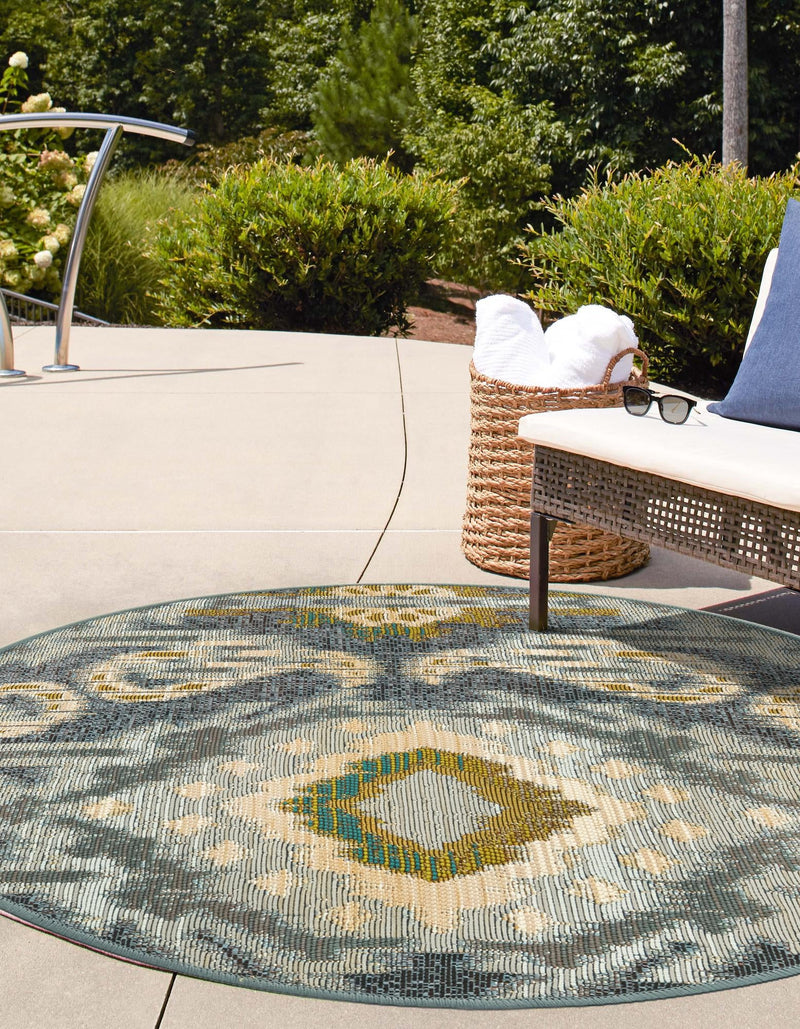 Urban Terrace Collection Area Rug -  Vista Round Blue  lifestyle 23