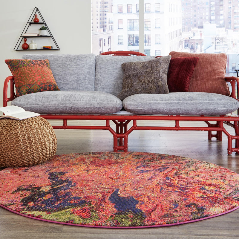 Autumnal Tapestry Collection Area Rug -  Chromaticville Round Multi  lifestyle 42