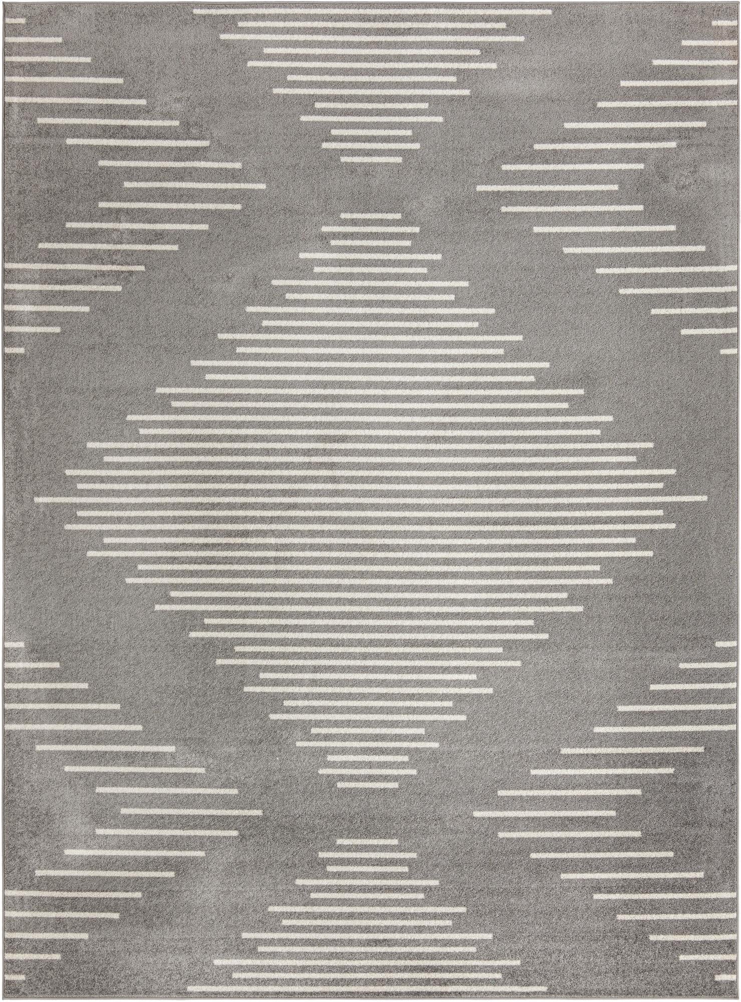 Seychelles Stripes Collection Area Rug - Mahe (Gray and Ivory)