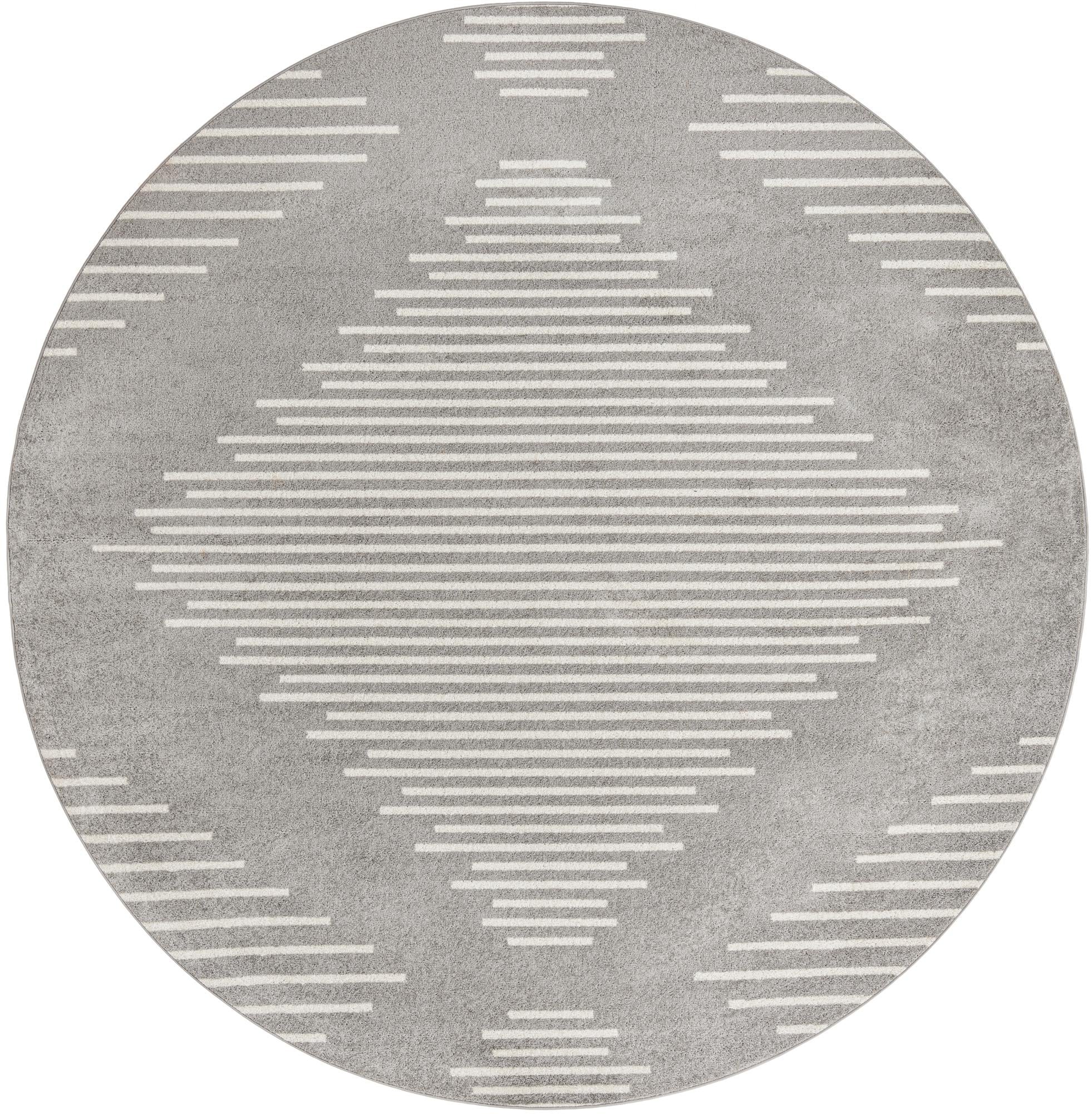 Seychelles Stripes Collection Area Rug - Mahe (Gray and Ivory)