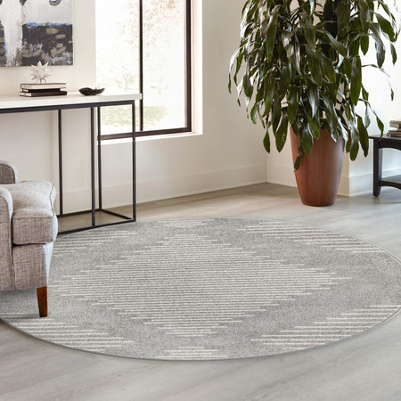 Seychelles Stripes Collection Area Rug - Mahe (Gray and Ivory)