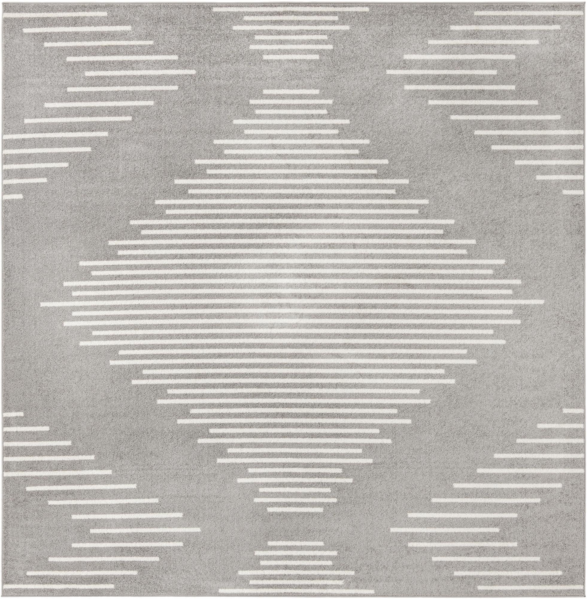 Seychelles Stripes Collection Area Rug - Mahe (Gray and Ivory)