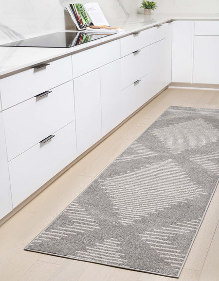 Seychelles Stripes Collection Area Rug - Mahe (Gray and Ivory)