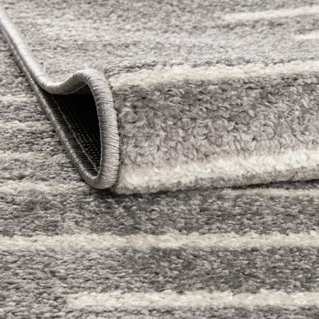 Seychelles Stripes Collection Area Rug - Mahe (Gray and Ivory)