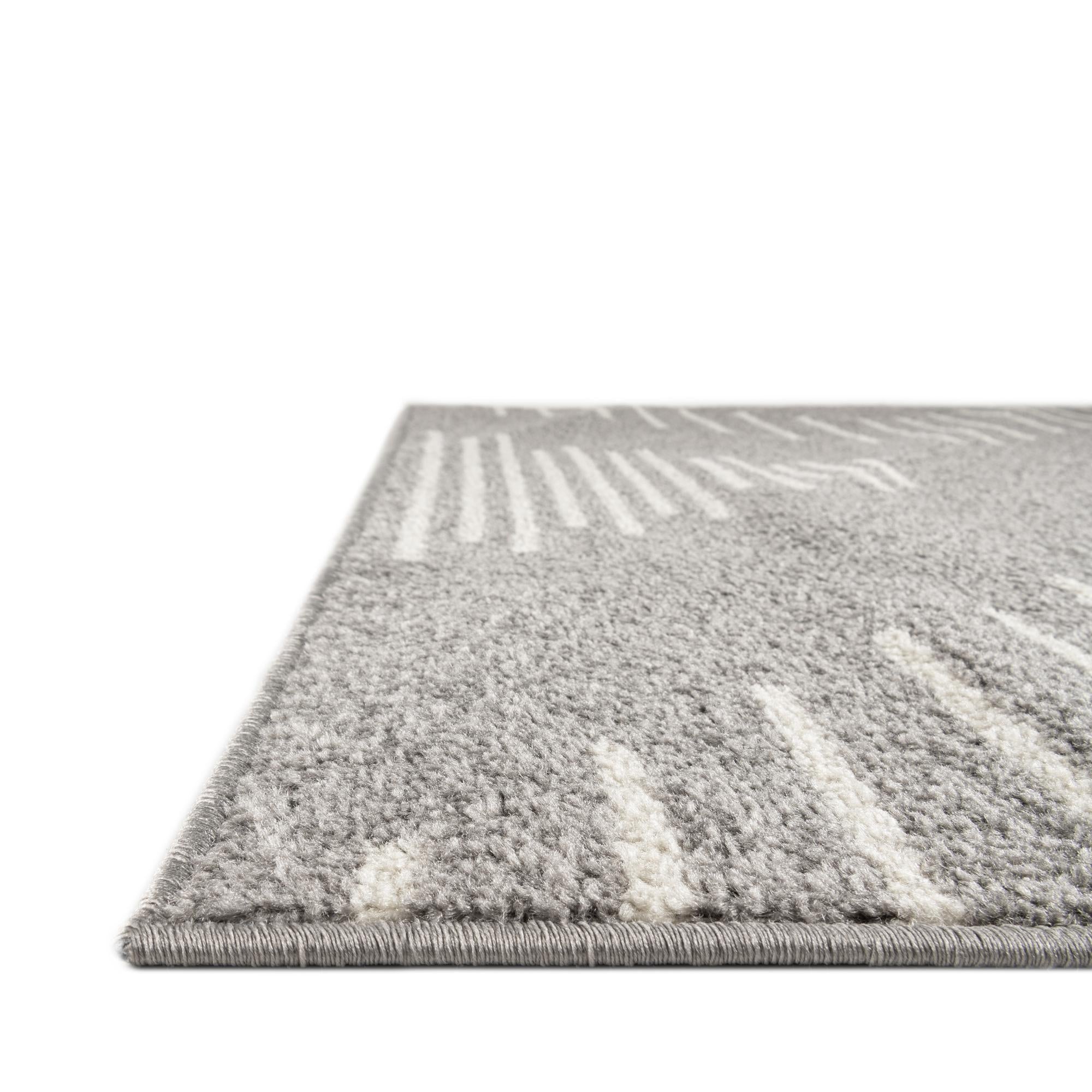 Seychelles Stripes Collection Area Rug - Mahe (Gray and Ivory)