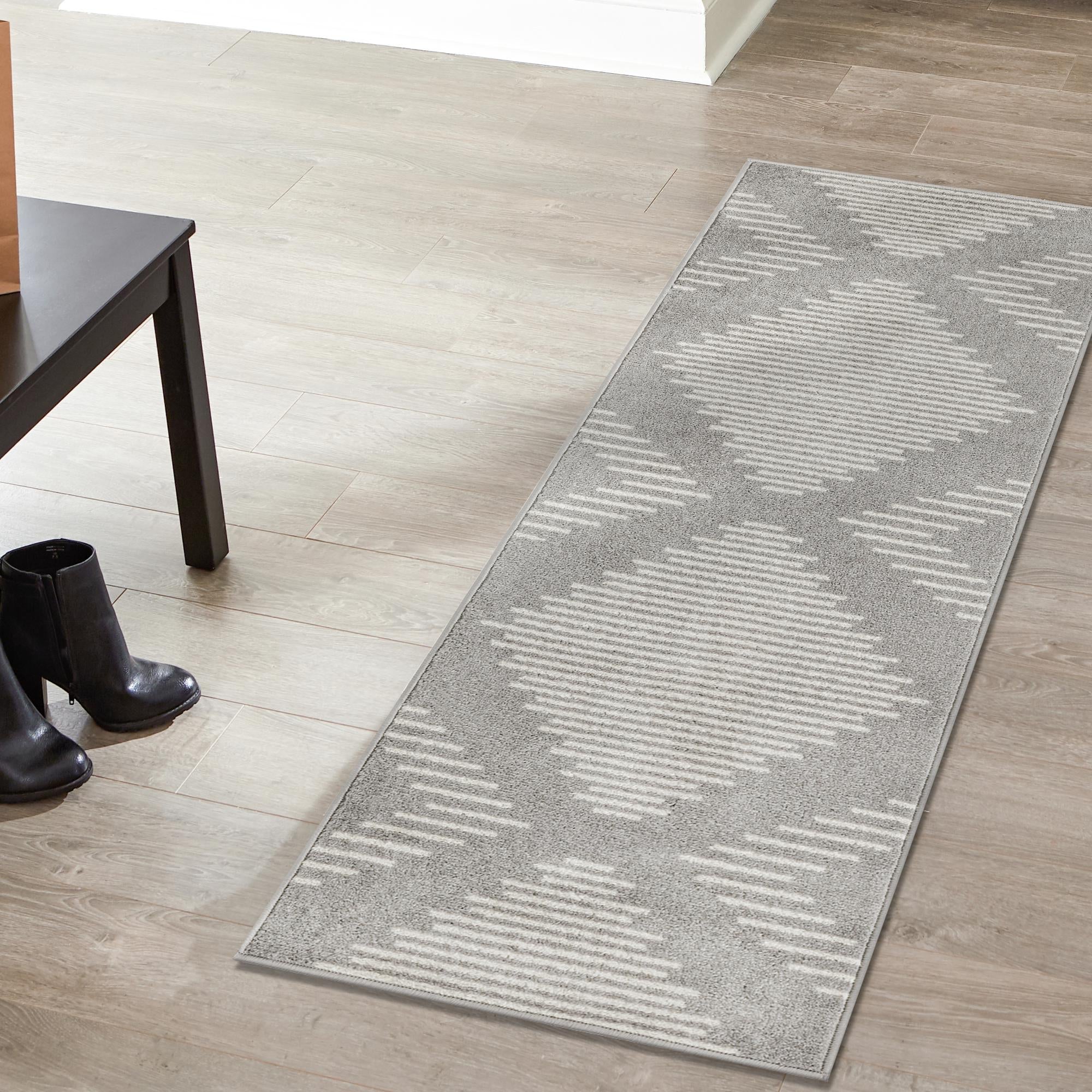 Seychelles Stripes Collection Area Rug - Mahe (Gray and Ivory)