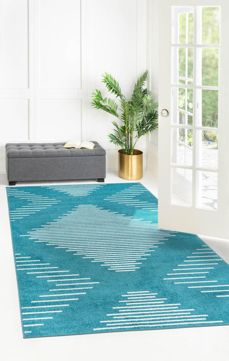 Seychelles Stripes Collection Area Rug - Mahe (Turquoise)