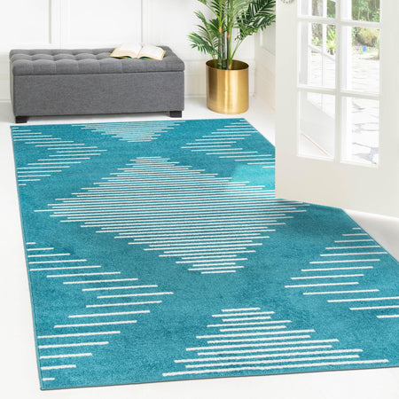 Seychelles Stripes Collection Area Rug - Mahe (Turquoise)