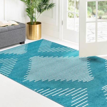 Seychelles Stripes Collection Area Rug - Mahe (Turquoise)