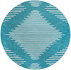 Seychelles Stripes Collection Area Rug - Mahe (Turquoise) Round Turquoise Main