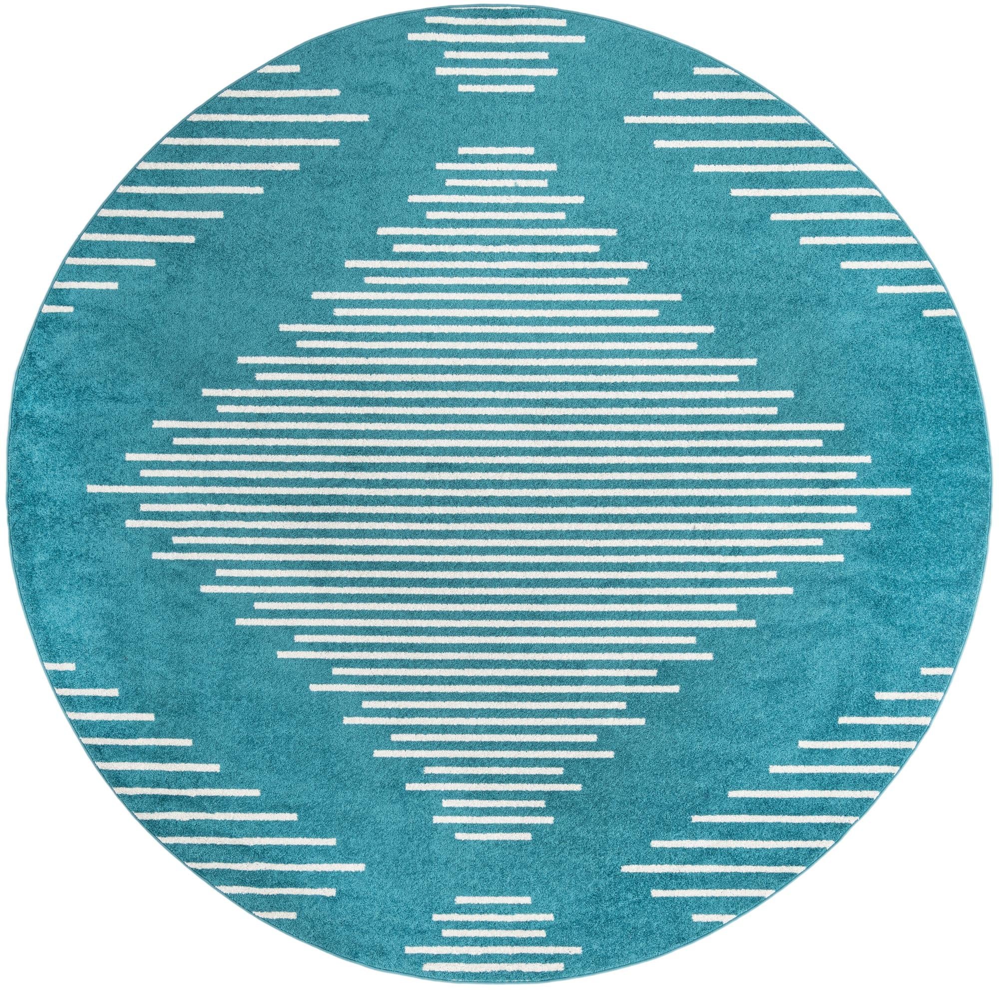 Seychelles Stripes Collection Area Rug - Mahe (Turquoise)