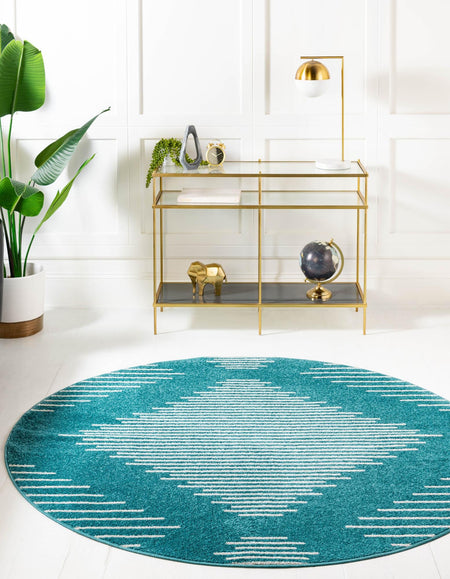 Seychelles Stripes Collection Area Rug - Mahe (Turquoise)