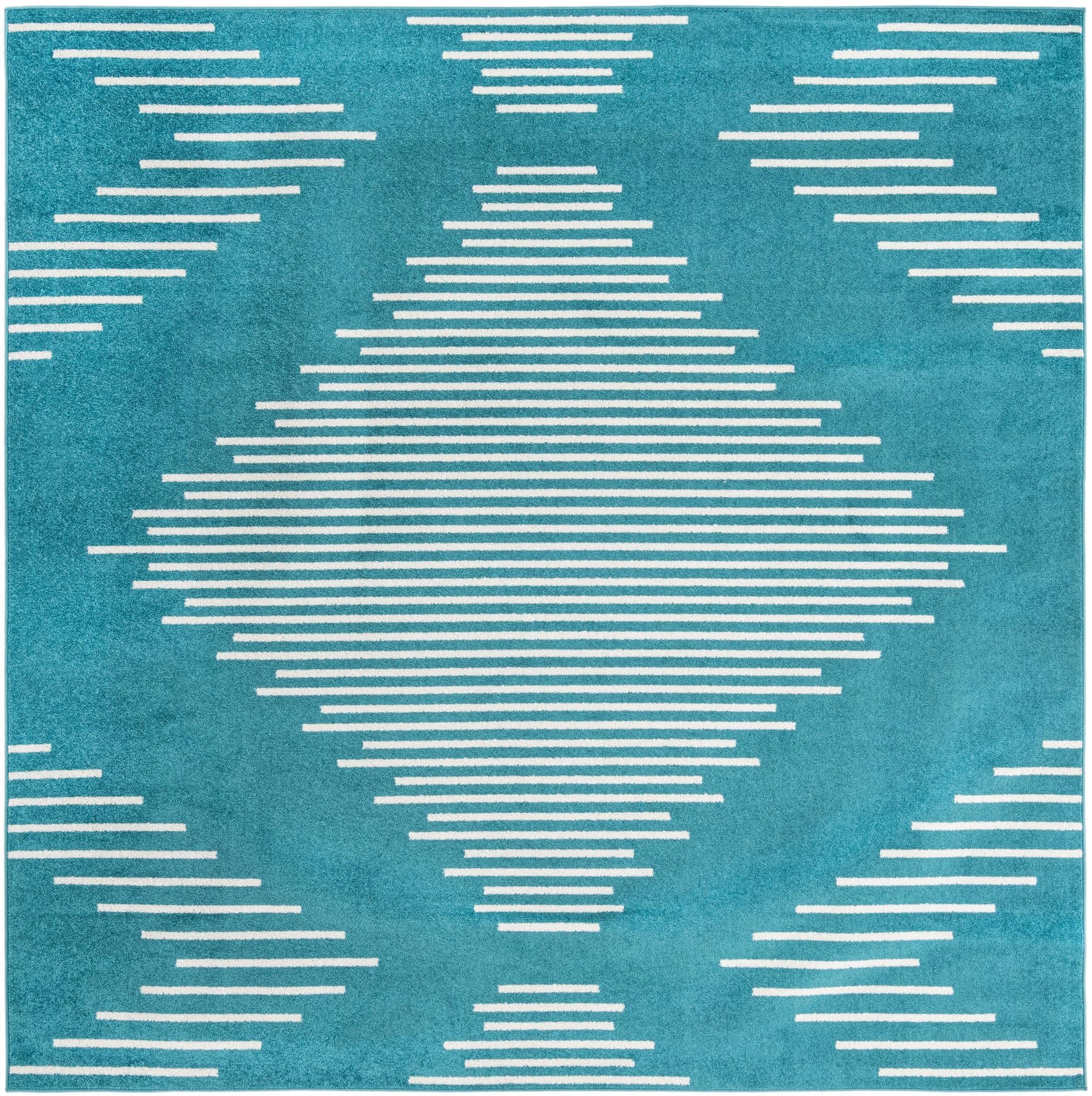 Seychelles Stripes Collection Area Rug - Mahe (Turquoise)