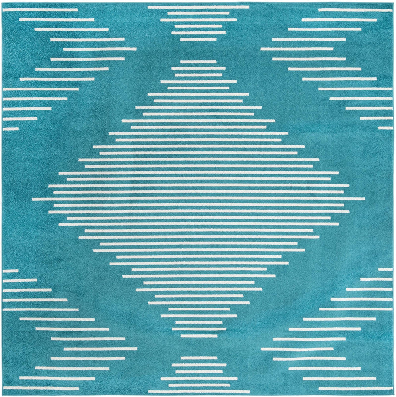 Seychelles Stripes Collection Area Rug - Mahe (Turquoise) Square Turquoise Main