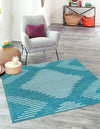 Seychelles Stripes Collection Area Rug - Mahe (Turquoise) Square Turquoise  lifestyle 0