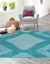 Seychelles Stripes Collection Area Rug - Mahe (Turquoise) Square Turquoise  lifestyle 2