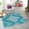 Seychelles Stripes Collection Area Rug - Mahe (Turquoise) Square Turquoise  lifestyle 13