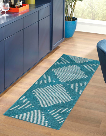 Seychelles Stripes Collection Area Rug - Mahe (Turquoise)