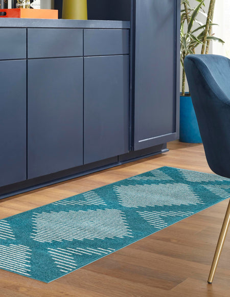 Seychelles Stripes Collection Area Rug - Mahe (Turquoise)