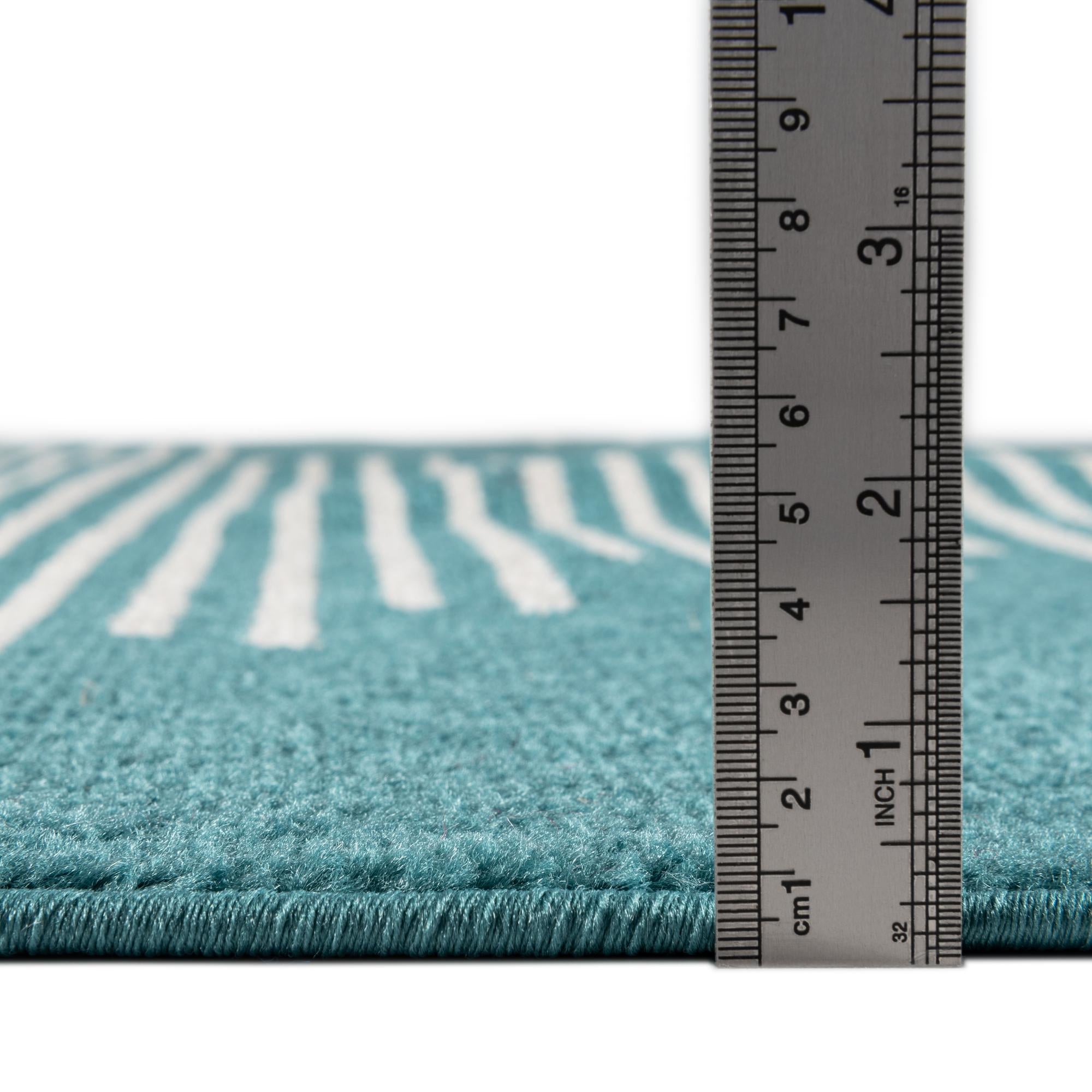 Seychelles Stripes Collection Area Rug - Mahe (Turquoise)