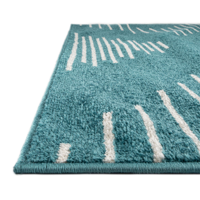 Seychelles Stripes Collection Area Rug - Mahe (Turquoise) Runner Turquoise  lifestyle 5