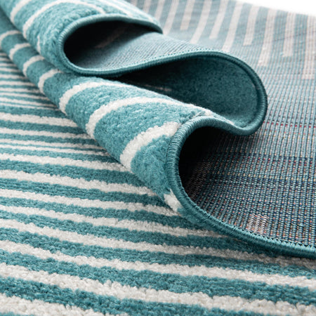 Seychelles Stripes Collection Area Rug - Mahe (Turquoise)