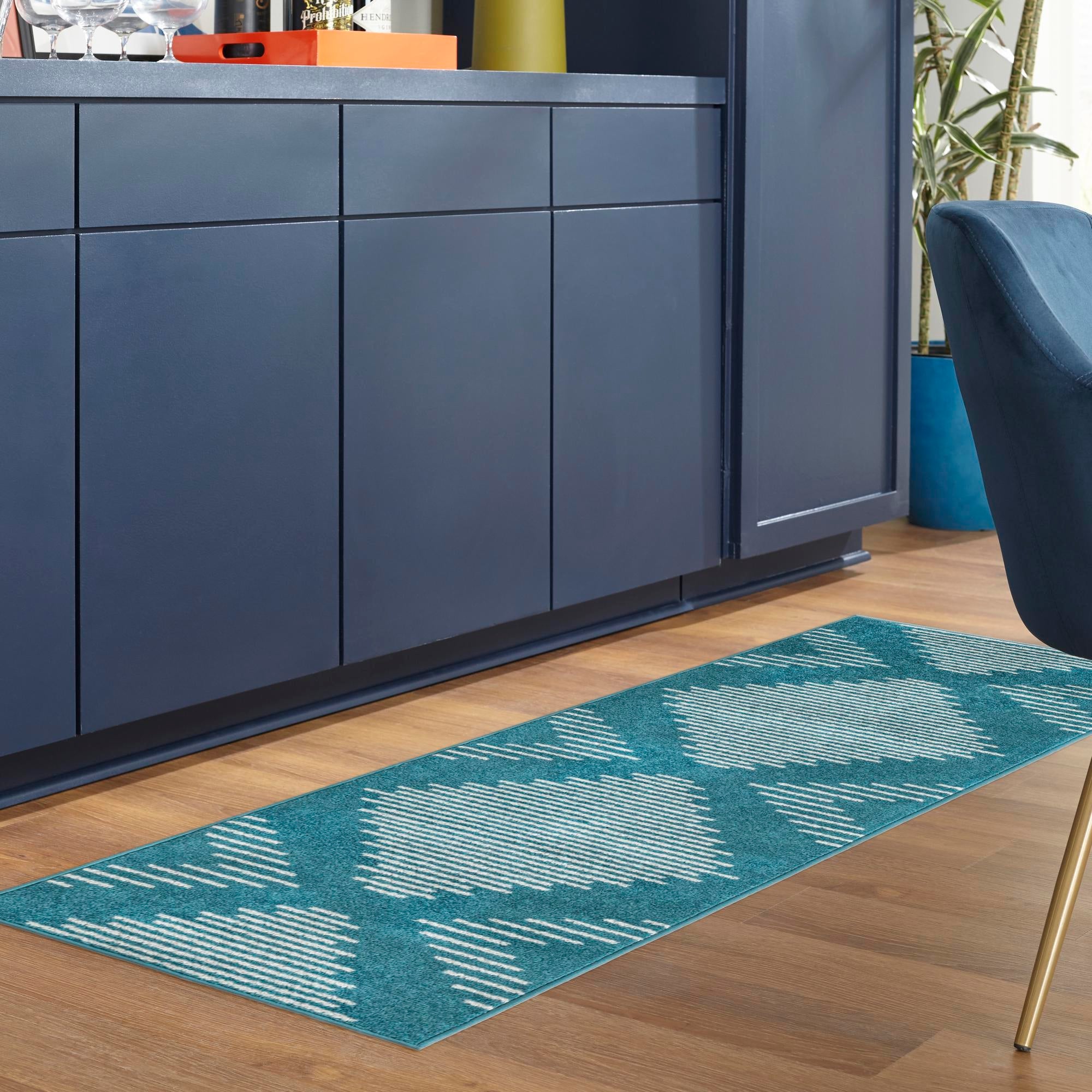 Seychelles Stripes Collection Area Rug - Mahe (Turquoise)