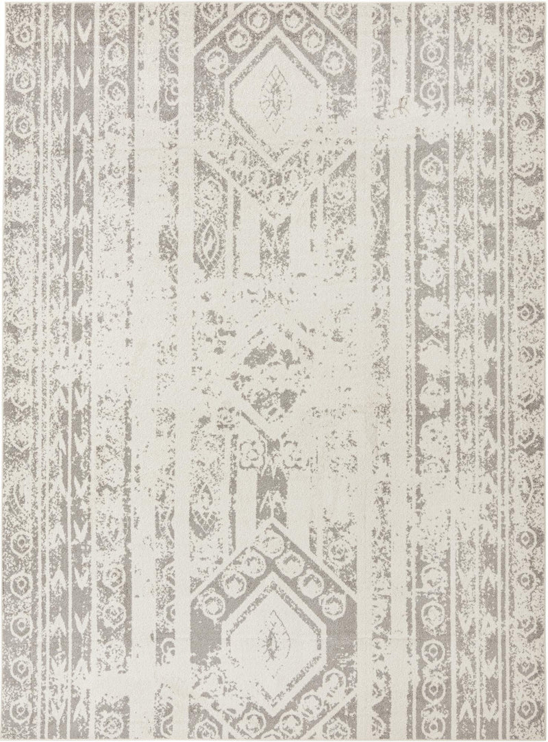 Brighton Stripes Collection Area Rug - Sussex (Ivory and Gray) Rectangle Ivory and Gray Main