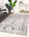 Brighton Stripes Collection Area Rug - Sussex (Ivory and Gray) Rectangle Ivory and Gray  lifestyle 0