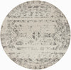 Brighton Stripes Collection Area Rug - Sussex (Ivory and Gray) Round Ivory and Gray Main