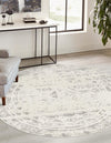 Brighton Stripes Collection Area Rug - Sussex (Ivory and Gray) Round Ivory and Gray  lifestyle 0